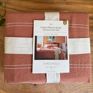 Threshold Cotten Woven Stripe Duvet Cover - terracotta - King